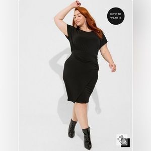 Torrid At The Knee Studio Knit Faux Wrap Dress 2X